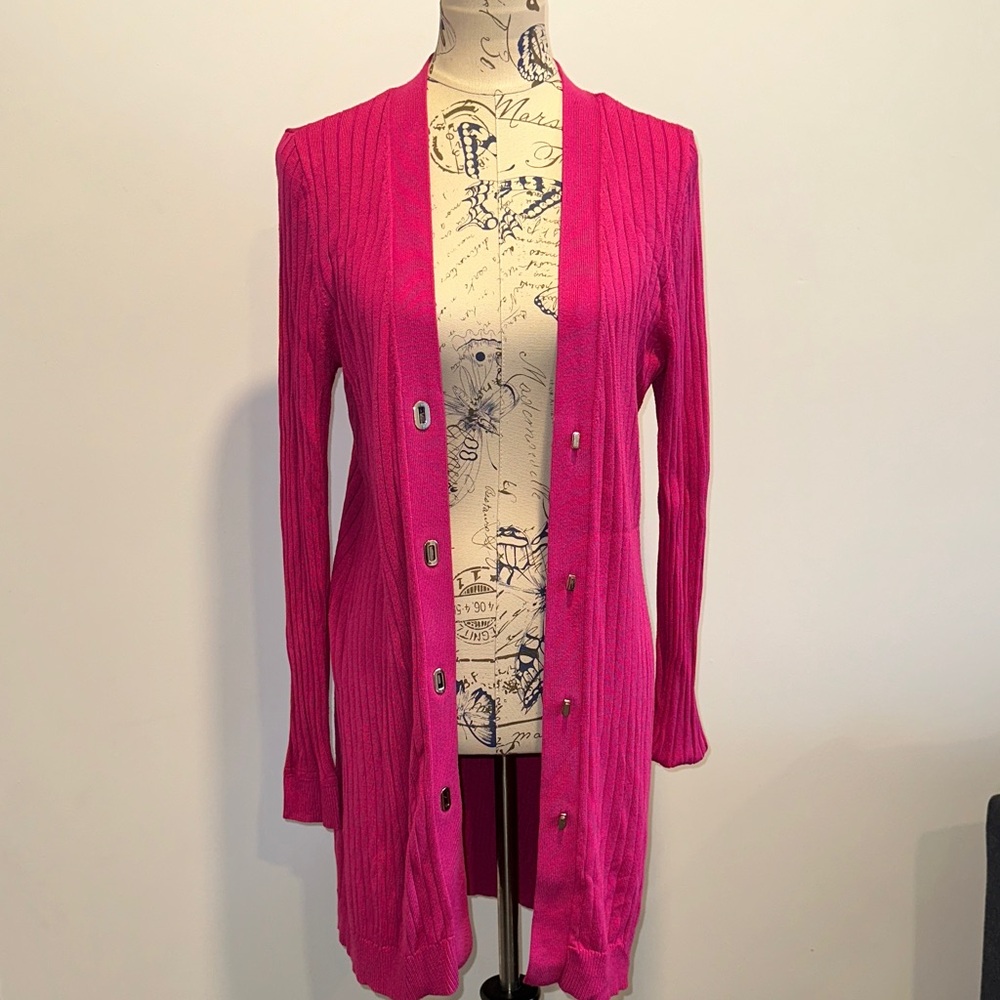 White House Black Market Pink Cardigan Sweater